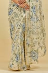 Shop Atelier Shikaarbagh Yellow Saree - French Chiffon Floral Print, Sequins Avril Online at Aza Fashions Shop_Atelier Shikaarbagh_Yellow Saree - French Chiffon Floral Print, Sequins Avril _Online_at_Aza_Fashions