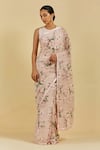 Buy Atelier Shikaarbagh Pink Saree - French Chiffon Floral Print, Sequins Madelyn Online at Aza Fashions Buy_Atelier Shikaarbagh_Pink Saree - French Chiffon Floral Print, Sequins Madelyn _Online_at_Aza_Fashions