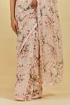 Shop Atelier Shikaarbagh Pink Saree - French Chiffon Floral Print, Sequins Madelyn Online at Aza Fashions Shop_Atelier Shikaarbagh_Pink Saree - French Chiffon Floral Print, Sequins Madelyn _Online_at_Aza_Fashions