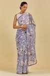 Buy Atelier Shikaarbagh Blue Saree - French Chiffon Floral Print Sophie Online at Aza Fashions Buy_Atelier Shikaarbagh_Blue Saree - French Chiffon Floral Print Sophie _Online_at_Aza_Fashions