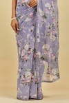 Shop Atelier Shikaarbagh Blue Saree - French Chiffon Floral Print Sophie Online at Aza Fashions Shop_Atelier Shikaarbagh_Blue Saree - French Chiffon Floral Print Sophie _Online_at_Aza_Fashions