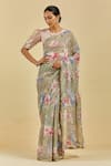 Buy Atelier Shikaarbagh Grey Saree - French Chiffon Floral Print Celine at Aza Fashions Buy_Atelier Shikaarbagh_Grey Saree - French Chiffon Floral Print Celine _at_Aza_Fashions