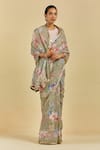 Buy Atelier Shikaarbagh Grey Saree - French Chiffon Floral Print Celine Online at Aza Fashions Buy_Atelier Shikaarbagh_Grey Saree - French Chiffon Floral Print Celine _Online_at_Aza_Fashions