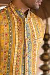 Chhavvi Aggarwal_Yellow Crepe Printed Geometric Bundi And Kurta Set _Online_at_Aza_Fashions