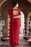 Shop_Chhavvi Aggarwal_Maroon Organza And Georgette Lining Pre-draped Ruffle Saree With Blouse _at_Aza_Fashions