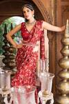 Chhavvi Aggarwal Maroon Crepe Lining Shantoon Floral Print, Sequin Pre-draped Saree With Blouse Online at Aza Fashions Chhavvi Aggarwal_Maroon Crepe Lining Shantoon Floral Print, Sequin Pre-draped Saree With Blouse _Online_at_Aza_Fashions