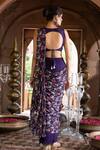 Shop_Chhavvi Aggarwal_Purple Crepe Lining Shantoon Floral Print, Dabka And Pant Saree With Blouse _at_Aza_Fashions
