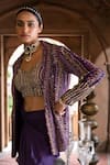 Chhavvi Aggarwal_Purple Printed Jacket With Satin Draped Skirt_Online_at_Aza_Fashions