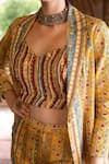 Chhavvi Aggarwal_Yellow Crepe Lining Shantoon Beads And Sequin, Geometric Print Blazer & Pant Set_Online_at_Aza_Fashions
