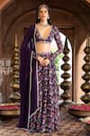 Buy_Chhavvi Aggarwal_Purple Crepe And Georgette Lining Shantoon Print & Embroidery Floral Lehenga Set _at_Aza_Fashions