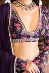 Shop_Chhavvi Aggarwal_Purple Crepe And Georgette Lining Shantoon Print & Embroidery Floral Lehenga Set _at_Aza_Fashions