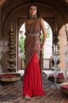 Buy_Chhavvi Aggarwal_Red Crepe Printed Sharara Saree With Blouse_at_Aza_Fashions