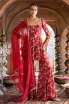 Buy_Chhavvi Aggarwal_Maroon Crepe And Organza Lining Shantoon Cutdana & Sequin, Kurta Sharara Set _at_Aza_Fashions