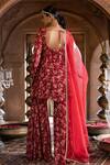Shop_Chhavvi Aggarwal_Maroon Crepe And Organza Lining Shantoon Cutdana & Sequin, Kurta Sharara Set _at_Aza_Fashions