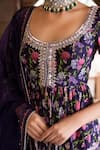 Chhavvi Aggarwal_Purple Crepe And Organza Lining Shantoon Cutdana, Floral Kurta Sharara Set_Online_at_Aza_Fashions