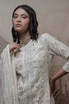 Buy_Neha & Tarun_Beige Chanderi Embroidery Sequin Jewel Neck Kurta Set For Women_Online_at_Aza_Fashions