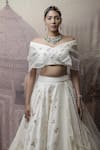 Buy_Neha & Tarun_White Chanderi Embroidery Sequin Sweetheart Lehenga With Off Shoulder Blouse_Online_at_Aza_Fashions