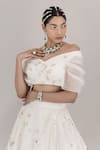 Neha & Tarun_White Chanderi Embroidery Sequin Sweetheart Lehenga With Off Shoulder Blouse_at_Aza_Fashions