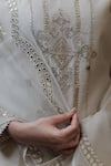 Shop_Neha & Tarun_Beige Chanderi Embroidery Zardozi Round Short Kurta Set_Online_at_Aza_Fashions