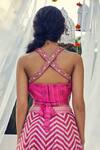 Shop_Basil Leaf_Pink Lehenga And Blouse Chanderi Lurex Printed Chevron V Neck Set _at_Aza_Fashions