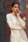 Shop_Akanksha Mago_Ivory Net Heavy Organza Satin Crystal, Crescent Embroidered Jacket And Lehenga Set _at_Aza_Fashions