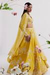 Vaishali Agarwal_Yellow Blouse Dupion Silk Embroidery Pearl V Neck Floral Lehenga Set _Online_at_Aza_Fashions