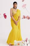 Buy Vaishali Agarwal Yellow Blouse Semi Raw Silk, Saree Georgette Sequin, Pre-draped Fishcut With at Aza Fashions Buy_Vaishali Agarwal_Yellow Blouse Semi Raw Silk, Saree Georgette Sequin, Pre-draped Fishcut With _at_Aza_Fashions