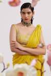 Buy Vaishali Agarwal Yellow Blouse Semi Raw Silk, Saree Georgette Sequin, Pre-draped Fishcut With Online at Aza Fashions Buy_Vaishali Agarwal_Yellow Blouse Semi Raw Silk, Saree Georgette Sequin, Pre-draped Fishcut With _Online_at_Aza_Fashions