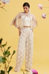 Buy_Vaishali Agarwal_White Blouse Semi Raw Silk Embroidery Sequin Jacket Open And Pant Set _at_Aza_Fashions