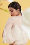 Shop_Vaishali Agarwal_White Blouse Semi Raw Silk Embroidery Sequin Jacket Open And Pant Set _Online_at_Aza_Fashions