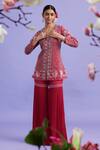 Buy Vaishali Agarwal Fuchsia Jacket Organza, Pants Georgette Cutdana, Embroidered And Sharara Set at Aza Fashions Buy_Vaishali Agarwal_Fuchsia Jacket Organza, Pants Georgette Cutdana, Embroidered And Sharara Set _at_Aza_Fashions