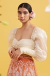 Buy_Vaishali Agarwal_Orange Organza Floral Embroidered Lehenga Set_Online_at_Aza_Fashions