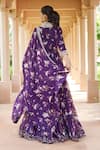 Shop_Sana Barreja_Purple Georgette Magnolia V Neck Nadia Printed Peplum Top And Lehenga Set _at_Aza_Fashions