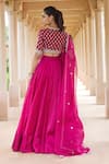 Shop_Sana Barreja_Fuchsia Organza And Georgette Hand Embroidered Floral-paisley Maahira Lehenga Set _at_Aza_Fashions