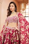 Shop_Sana Barreja_Fuchsia Chanderi Silk Printed Floral-paisley Motifs Gulesha Floral Lehenga Set _Online_at_Aza_Fashions