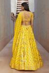 Shop_Sana Barreja_Yellow Chanderi Silk Rubamni Floral Print Lehenga Set_at_Aza_Fashions