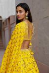 Buy_Sana Barreja_Yellow Chanderi Silk Rubamni Floral Print Lehenga Set_Online_at_Aza_Fashions