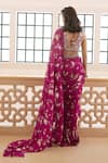 Shop_Sana Barreja_Fuchsia Georgette Printed Magnolia V Zoya Ruffle Pre-draped Saree Set  _at_Aza_Fashions