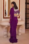 Shop_Sana Barreja_Purple Silk Chiffon Midha Pre-draped Saree With Blouse_at_Aza_Fashions