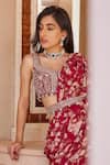 Shop_Sana Barreja_Fuchsia Shantoon Athena Pre-draped Saree With Blouse_Online_at_Aza_Fashions