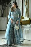 Buy_Sana Barreja_Blue Net Hand Embroidered Floral-paisley Shahana Jacket Gharara Set For Women_at_Aza_Fashions