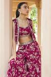 Buy_Sana Barreja_Fuchsia Georgette, Lining Shantoon Dua Printed Sharara Set With Jacket_Online_at_Aza_Fashions