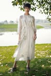 Buy_Arcvsh by Pallavi Singh_Ivory Linen Printed Floral Jumpsuit Round With Jacket _at_Aza_Fashions