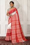 Buy_Aryavir Malhotra_White Floral Border Cotton Saree_at_Aza_Fashions