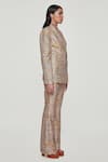 Aisha Rao_Yellow Raw Silk Floral Notched Lapel Print Blazer And Pant Set _Online_at_Aza_Fashions