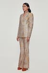 Buy_Aisha Rao_Yellow Raw Silk Floral Notched Lapel Print Blazer And Pant Set _Online_at_Aza_Fashions