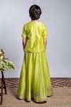 Shop_Boteh_Green Chanderi Silk Embroidery Peacock Lehenga Set For Girls_at_Aza_Fashions