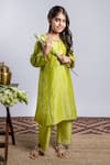 Buy_Boteh_Green Chanderi Silk Embroidery Floral Anarkali Set _Online_at_Aza_Fashions