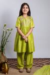 Buy_Boteh_Green Chanderi Silk Embroidery Floral Anarkali Set _Online_at_Aza_Fashions