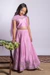 Buy_Boteh_Purple Chanderi Silk Embroidery Floral Lehenga Set _at_Aza_Fashions